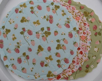 Summer Strawberries Fabric Candle Mat | Candle Mat | Candle Trivet