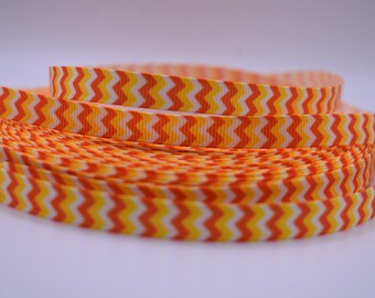3/8 Candy Corn Chevron Grosgrain Ribbon | 3/8 Decorative Ribbon | 3/8 Grosgrain Ribbon
