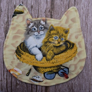 Cat Head Coaster Holiday Coaster Kitty Coaster 2 Cats in Beach Hat