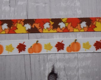 3/8 Pumpkins Grosgrain Ribbon | 3/8 Leaves Grosgrain Ribbon | 3/8 Decorative Ribbon