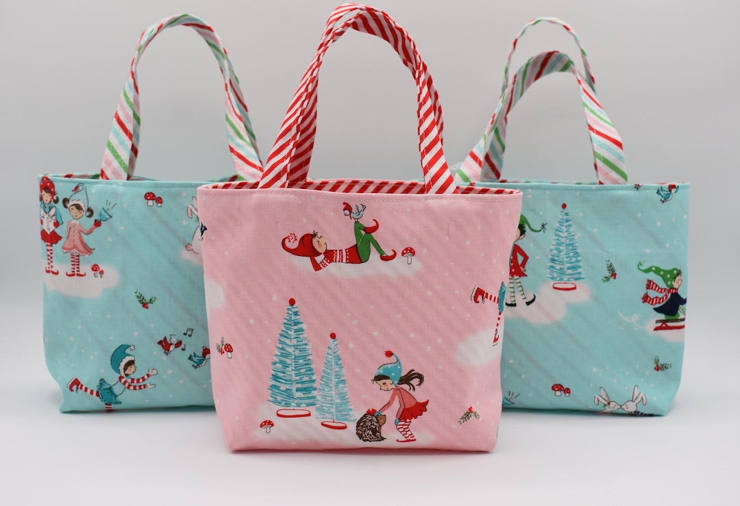 Mini Handmade Christmas Tote Bag Reusable Mini Size Gift Bag Holiday