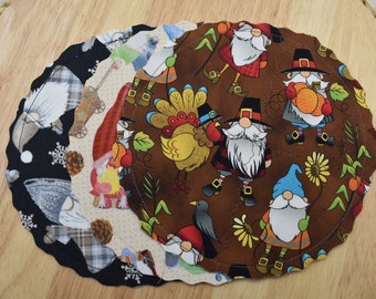 Gnome Fabric Candle Mat | Decorative Fabric Mat | Candle Trivet