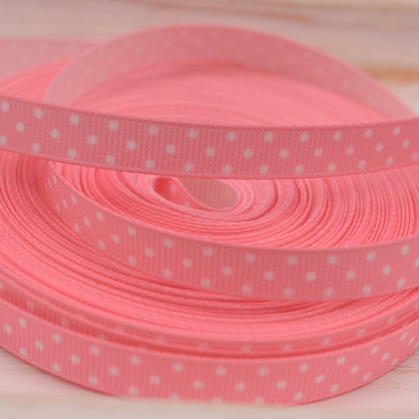 3/8 Baby Pink Polka Dot Grosgrain Ribbon | 3/8 Decorative Ribbon | 3/8 Grosgrain Ribbon