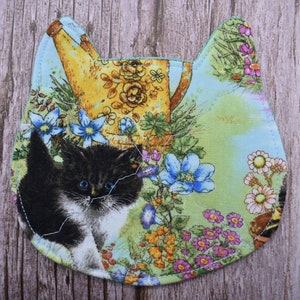 Cat Head Coaster Holiday Coaster Kitty Coaster Cat in Flowers