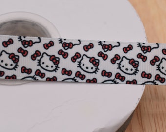 7/8 Character Kitty Grosgrain Ribbon | 7/8 Decorative Ribbon | 7/8 Grosgrain Ribbon