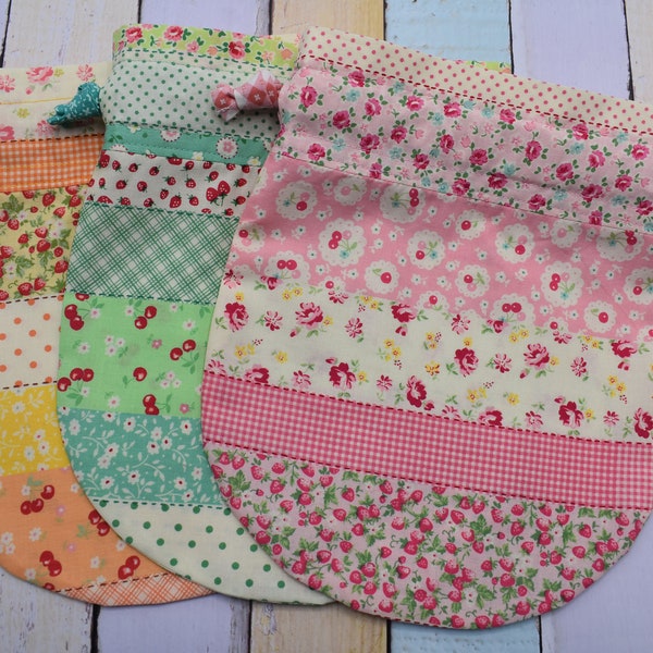 Stitches Patchwork Small Drawstring Ditty Bag