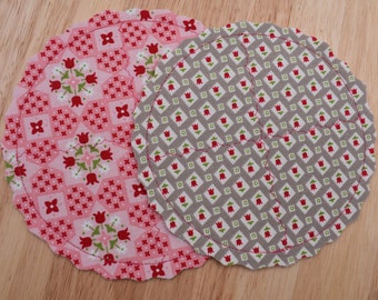 Farmhouse Floral Fabric Mat Set of 2 | Candle Mat | Candle Trivet