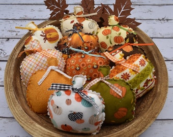 Autumn Fabric Pumpkins | Tiered Tray Decor | Bowl Filler | Fall Decor | Autumn Decor