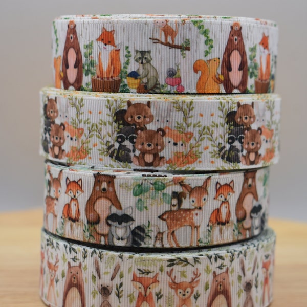 1" Woodland Friends Grosgrain Ribbon | 1" Decorative Ribbon | 1" Grosgrain Ribbon