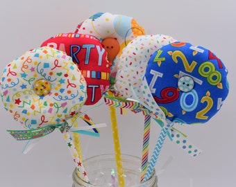 Happy Birthday | Celebrate Fabric Lollipops | Tiered Tray Decor | Bowl Filler