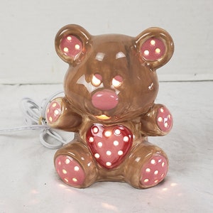 Ceramic Teddy Bear Handmade Nightlight Table Lamp 6&quot; Tall