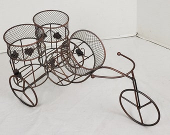 Tricycle Bicycle 3 Bottle Wine Bottle Holder Wire Metal 18&quot; x 9&quot;