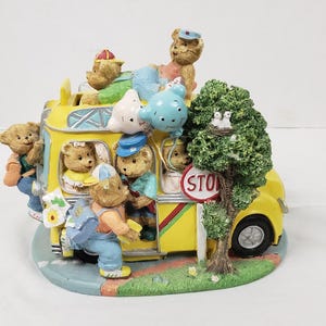 Vintage Pop Art Deco Design School Bus Sculpture Piggy Bank France N6009