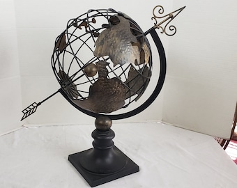 Vintage Celestial Metal Armillary Globe Sphere with Arrow 24"