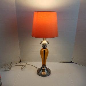Art Glass Orange Table Lamp with Orange Shade 22" Tall