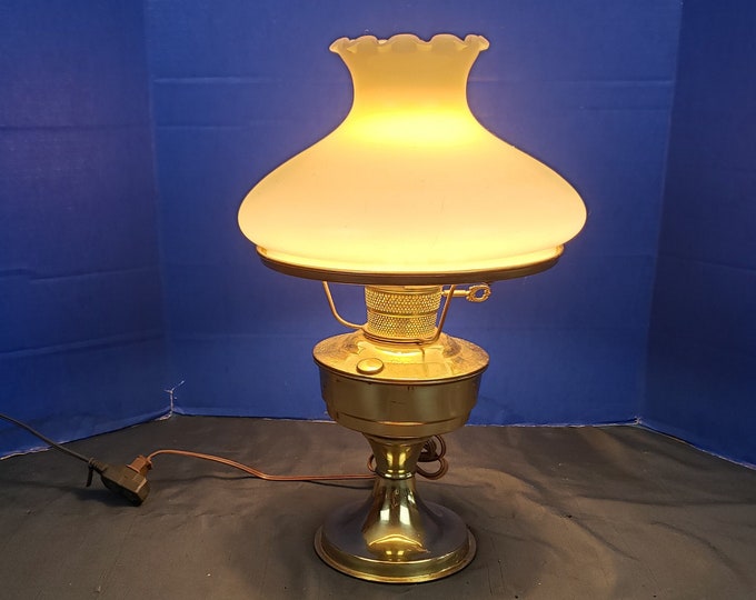 Vintage Hurricane Brass Oil Lamp Modern White Shade 18 Tall Etsy