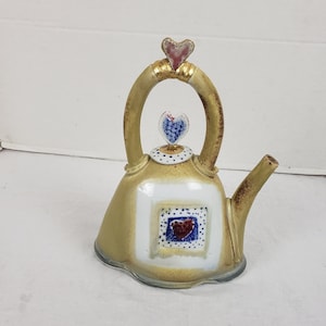 Ceramic Collectable Art Pottery Teapot Signed Yellow 11&quot; x 8&quot; x 4&quot;