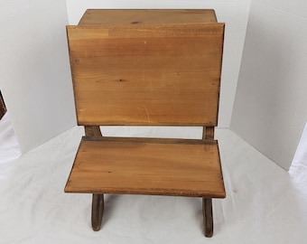 Vintage Doll/Teddy Bear Student Pine Wood School Desk Chair 18&quot; Tall x 12&quot;