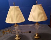 Pair of Waterford Crystal Stratton Millennium Table Lamps w White Shades 21 quot
