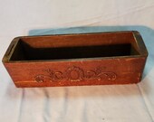 Wood Sewing Drawer Vintage Antique Primitive Trinket Tool Box File Dark Stained