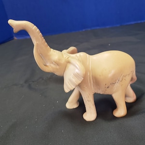 White Marble Elephant Statue Stone Figurine Trunk Up Animal Sculpture 6&quot;