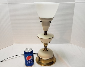 Vintage Metal with Milk Glass Shade Parlor Lamp 17" Tall