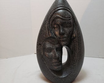 Abstract Modern Art deco statue man/woman faces Sculpture 17"