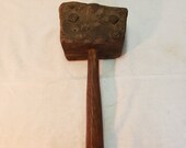 Vintage Primitive Wood Mallet Maul Block Hammer Crude Farmhouse Antique Workshop