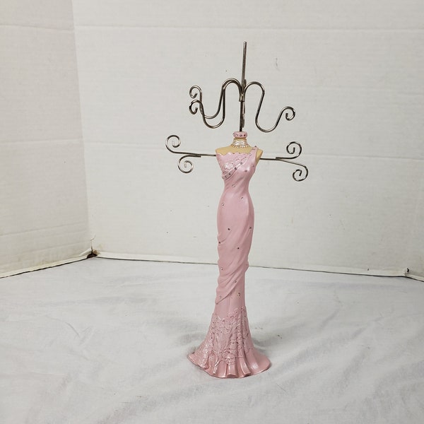 Vintage Mannequin 15" Formal Pink Dress Jewelry Stand Necklace Display Holder