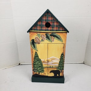 Vintage Hand Painted Free Standing Cabinet Wood Storage Shelves 19&quot; x 10&quot;