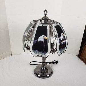 Vintage Eagle Touch Lamp OK Lighting Glass Panel Lamp 23" x 15"