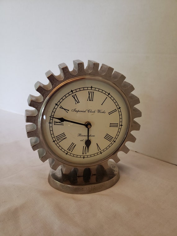 Vintage Metal Gear Mantle Clock Imperial Clock Works Etsy