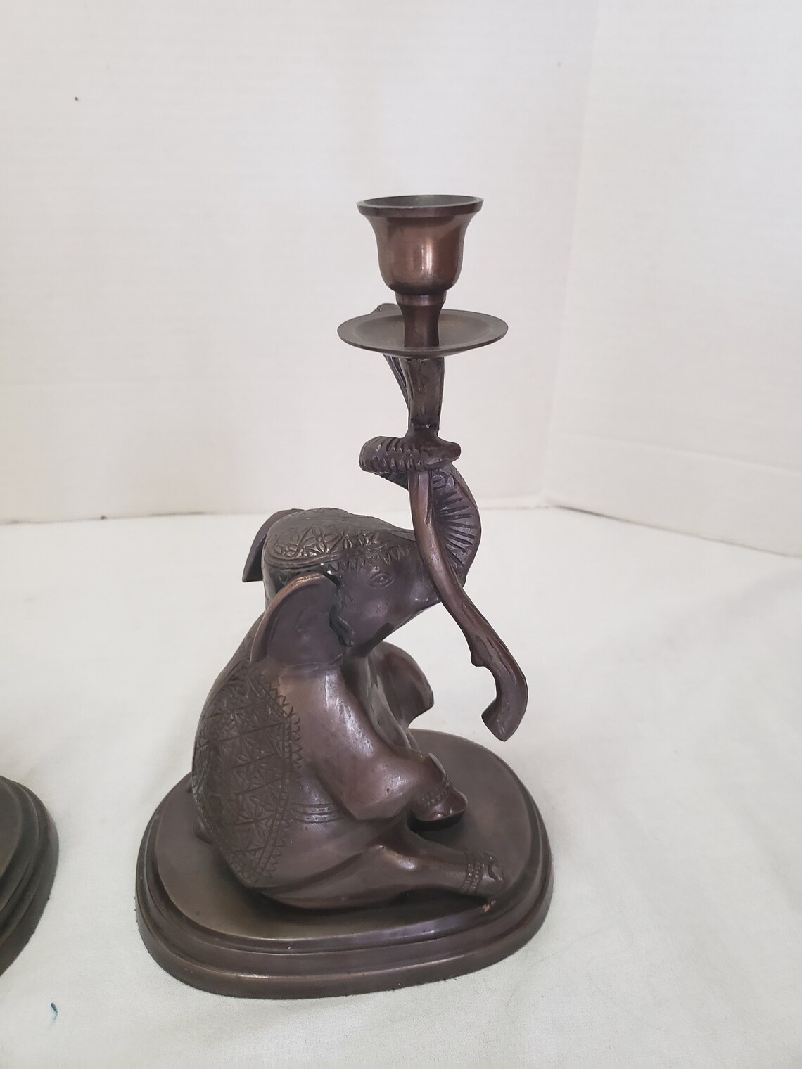 Vintage Pair of Solid Bronze Elephant Candle Stick Holder Etsy