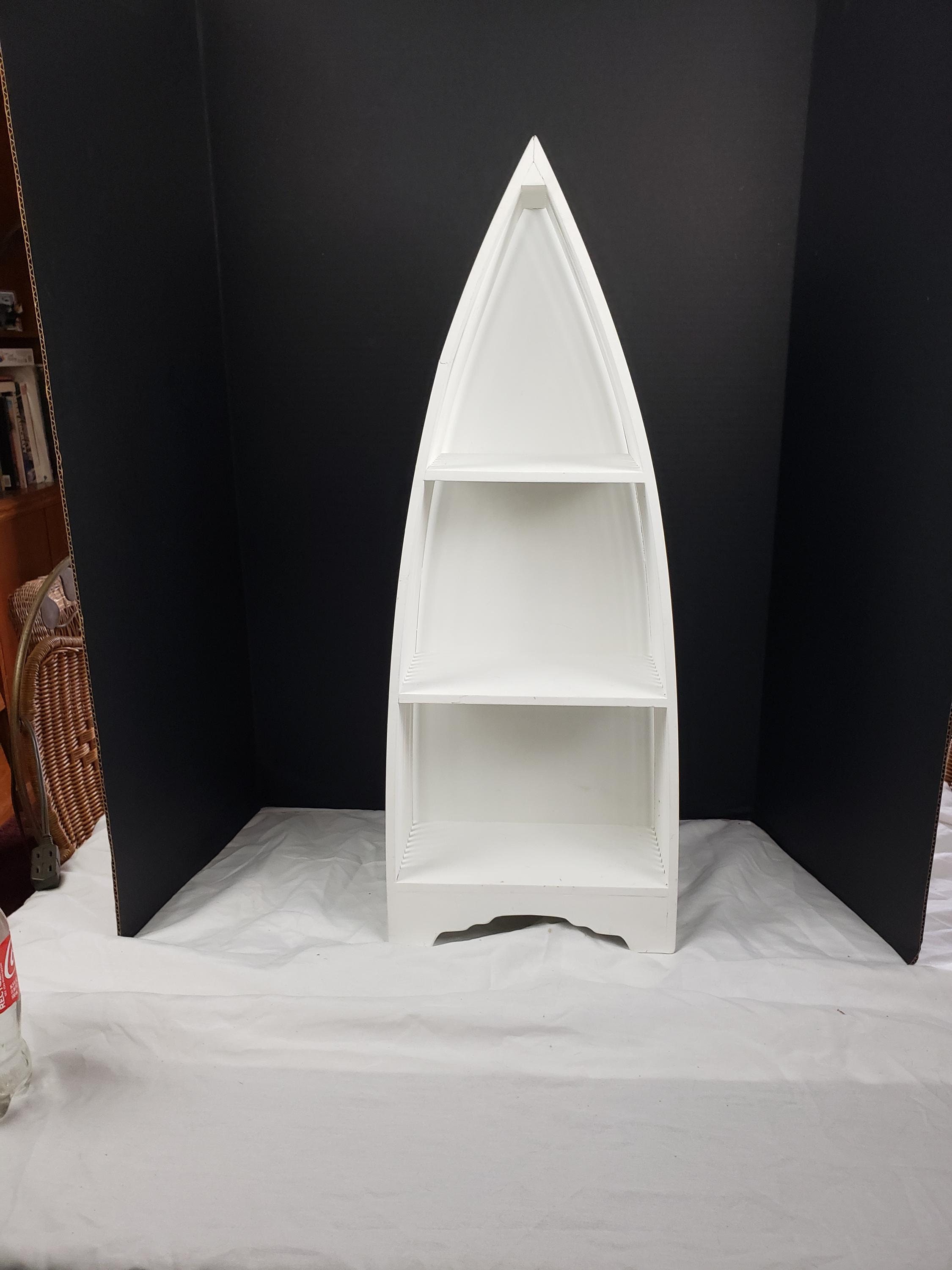 Vintage Rowboat Shaped Canoe Shelf Nautical Cabin Cottage Lake House 28" Tall