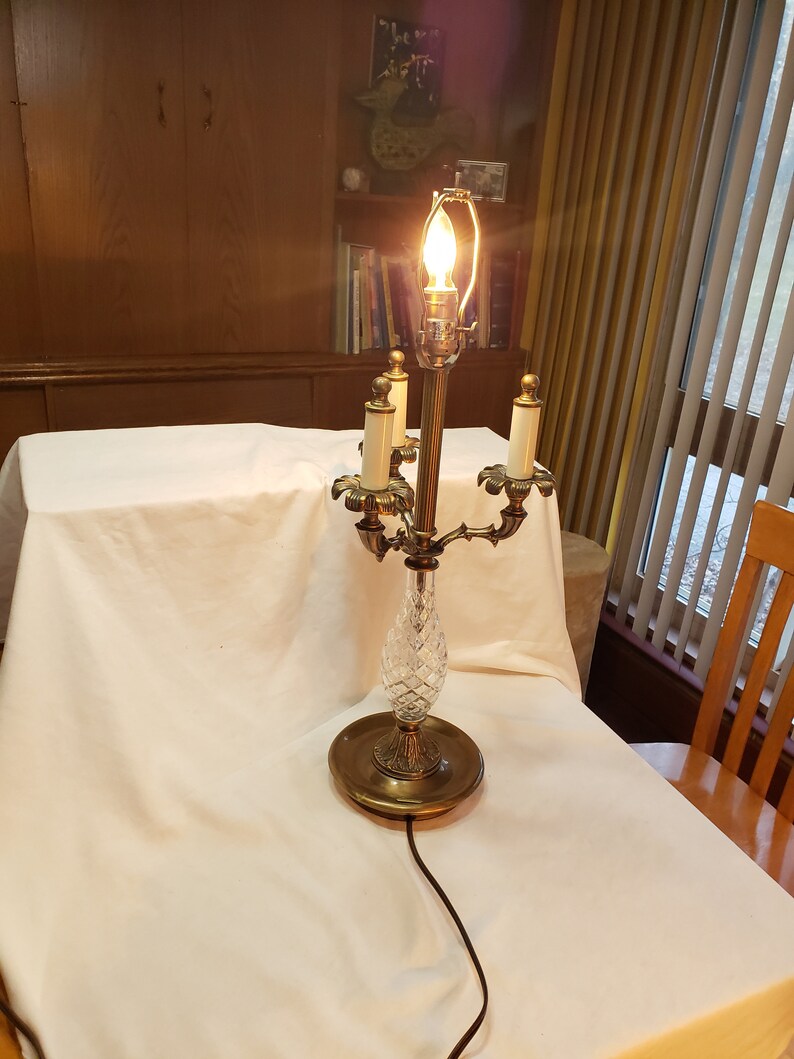 Dale Tiffany Antiques Roadshow Brass and Crystal Table Lamp Etsy