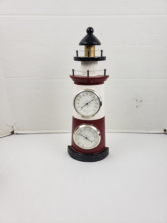 Lighthouse Wall Clock and Temperature Gauge 15" T… - image 1