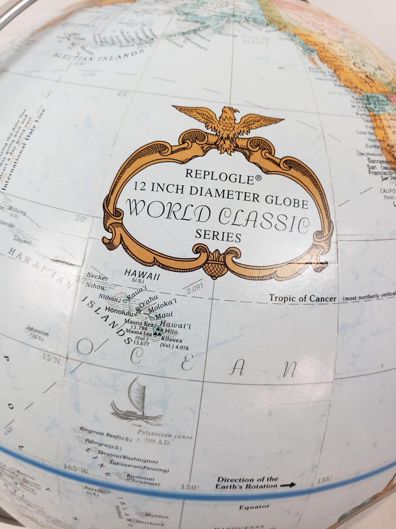 Vintage Replogle 12" World Classic Series Raised Relief Rotating Globe ...