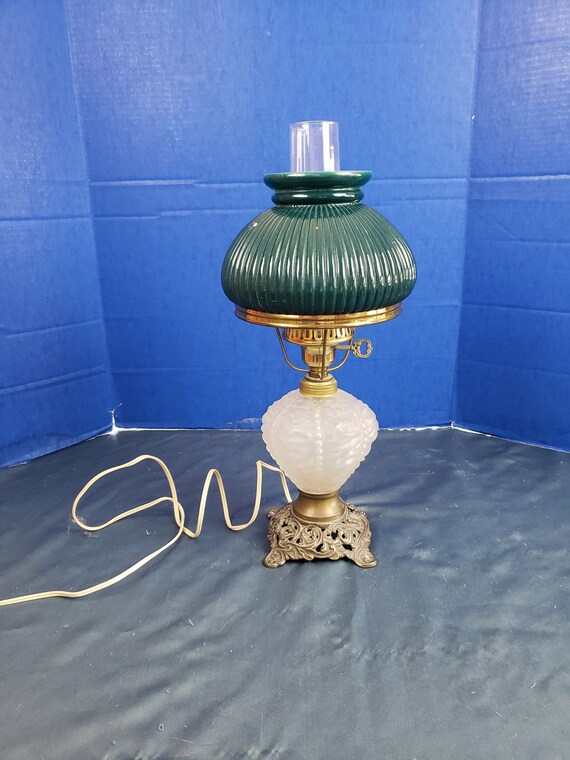 Hurricane Lamp GWTW 21 Parlor Table Lamp Milk Glass Painted