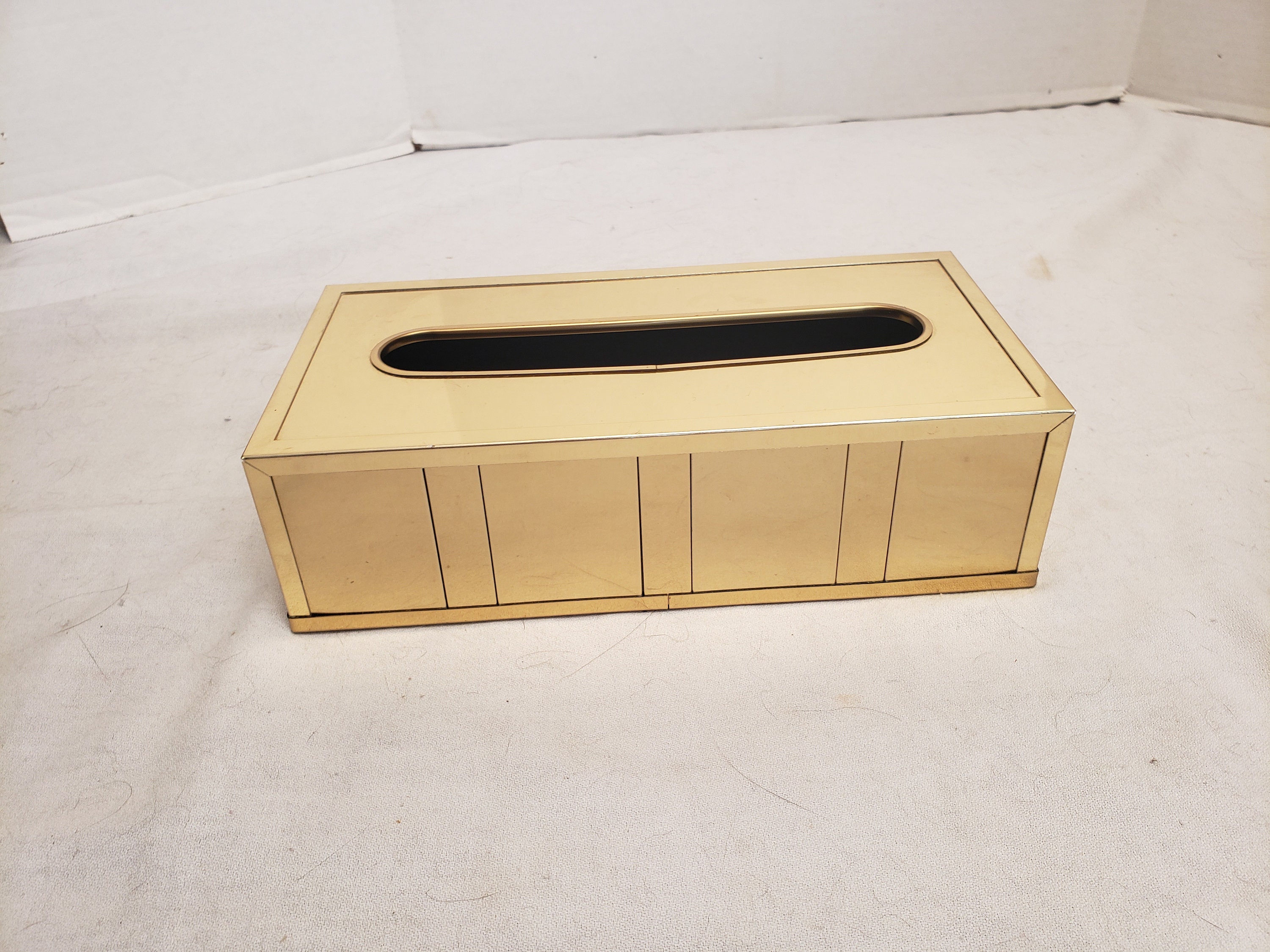 Vintage Gold Color Metal Tissue Holder Box 10.5 x Etsy