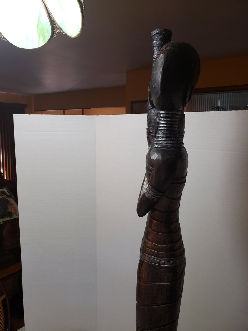 Wood African Woman Carving 40 Faceless Woman Statue Etsy