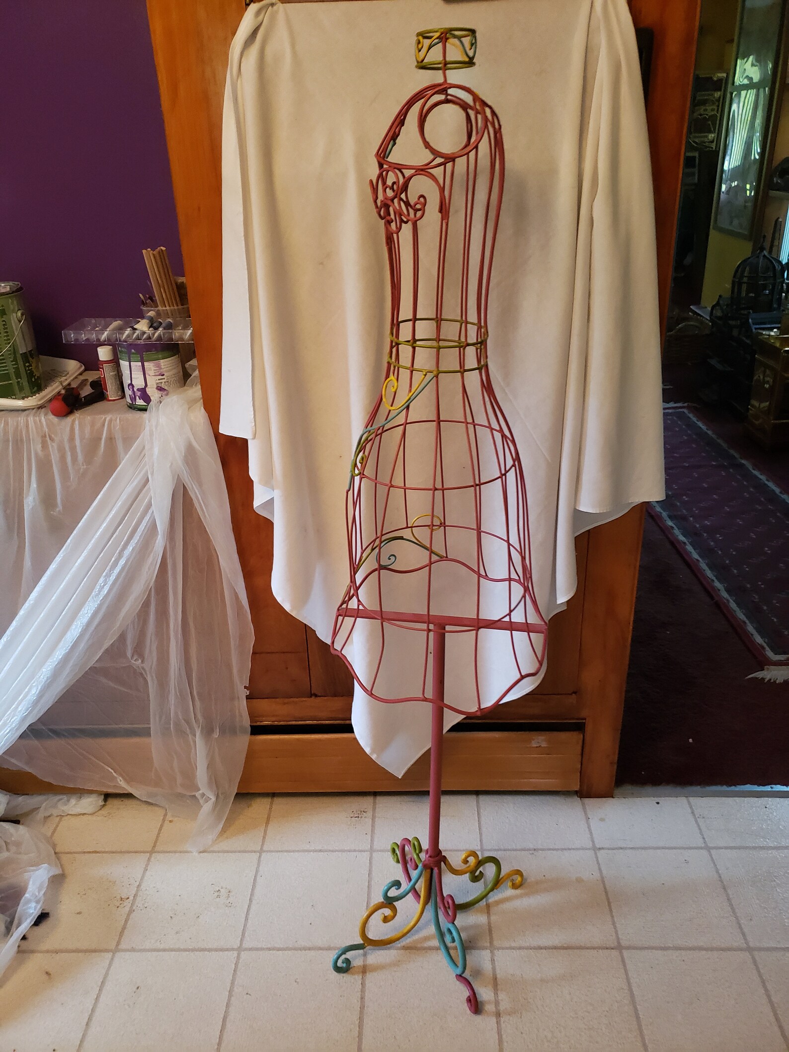 Vintage Wire Frame Dress Form Scrollwork Display Designers Etsy