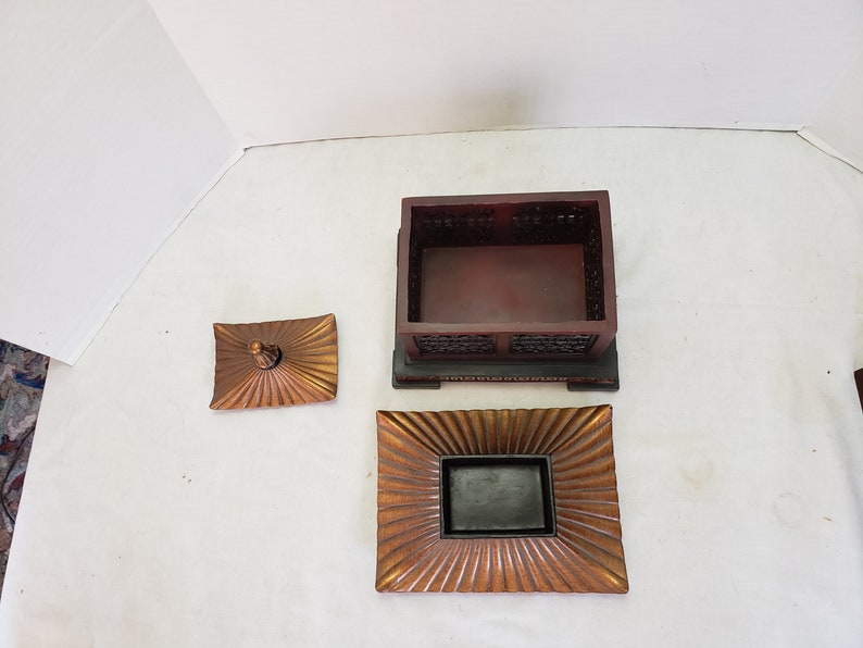 Vintage Asian Temple Trinket Box Jewelry Box Palace 8.5 x 10.5 x 9