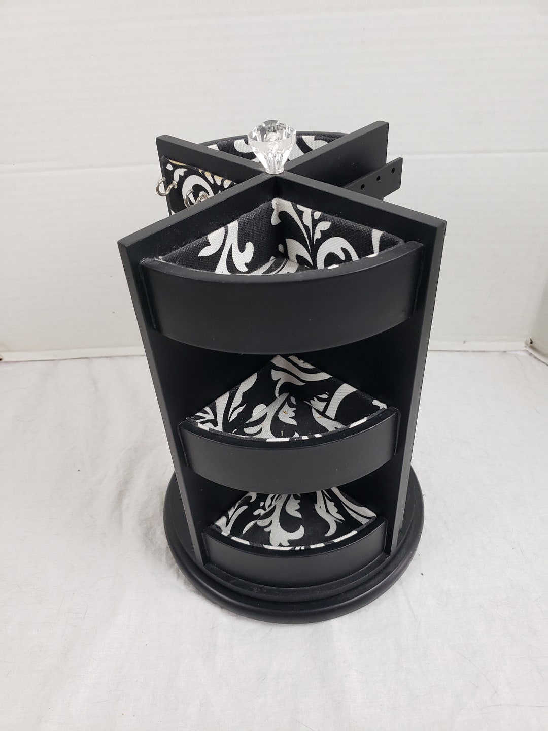 Vintage Wood Rotating Jewelry Box 4-sided Round 13 Tall X 8 Diameter - Etsy