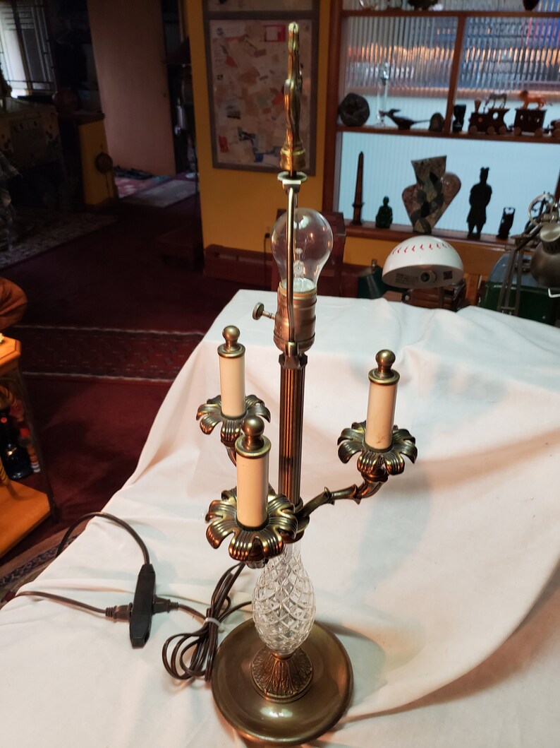 Dale Tiffany Antiques Roadshow Brass and Crystal Table Lamp Etsy