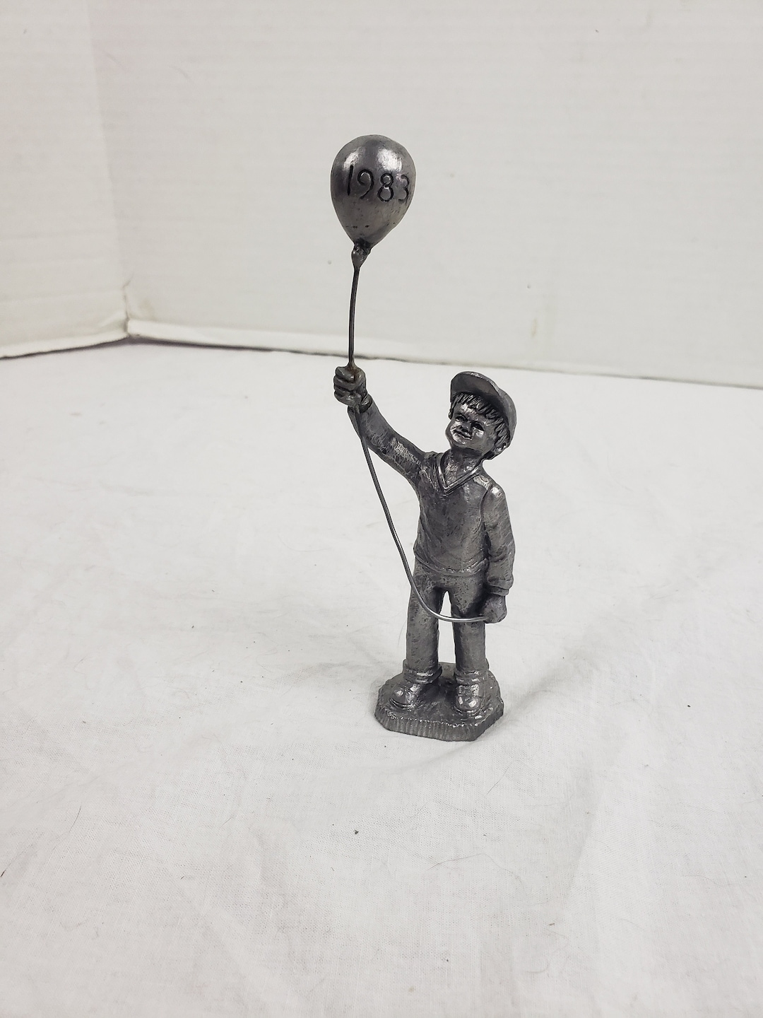 Michael Ricker Pewter Figurine Boy Holding Balloon 1983 8 3/4 11934 Etsy
