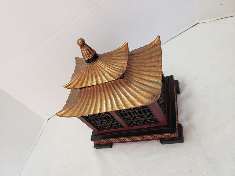 Vintage Asian Temple Trinket Box Jewelry Box Palace 8.5 x 10.5 x 9