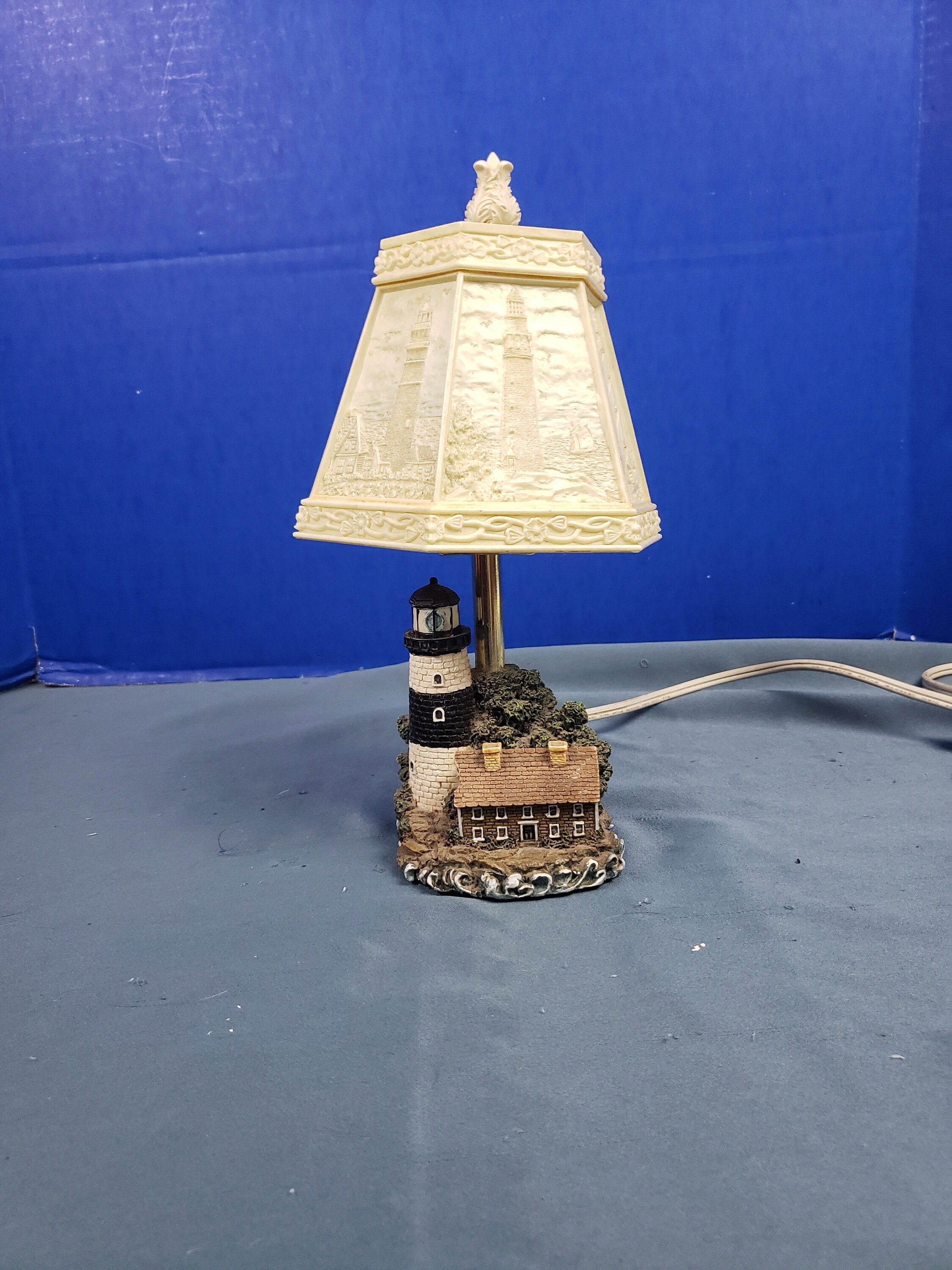 Vintage Small Ceramic Lighthouse Lamp With 3D Lighthouses Lamp