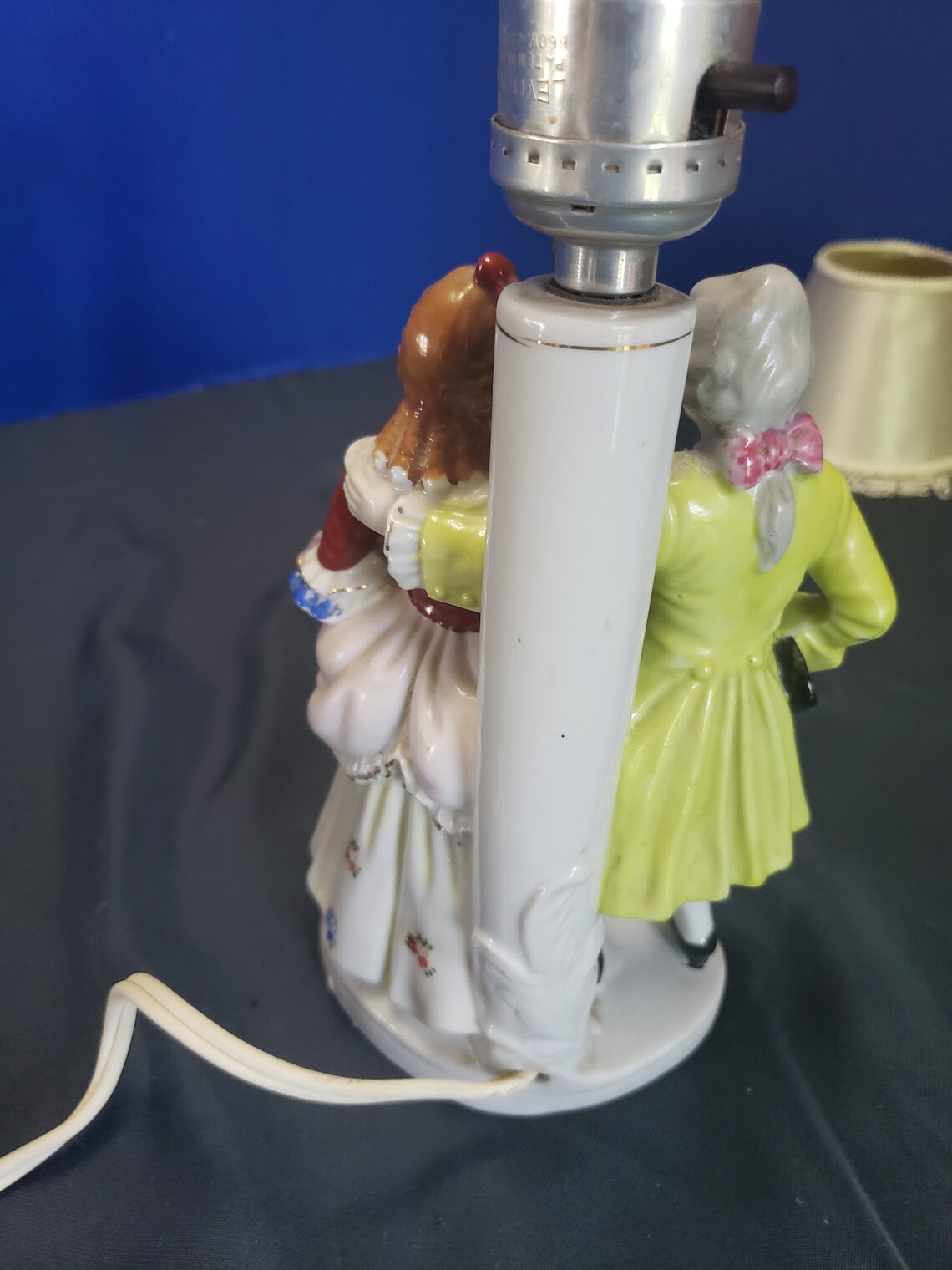 Antique Victorian Man Woman Porcelain Figurine Table Lamp Set Etsy