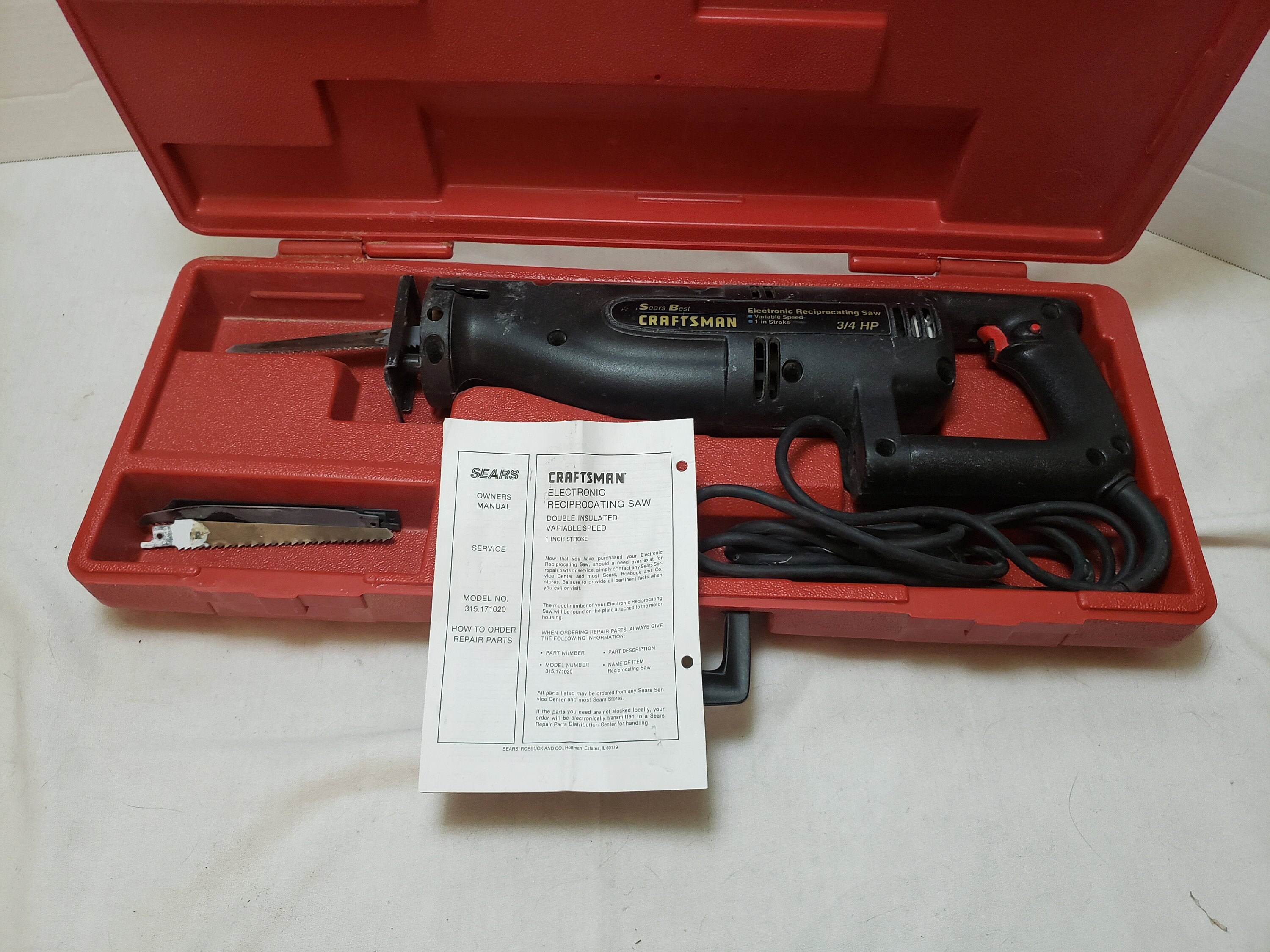 Craftsman Reciprocating Saw 3/4 HP Model 315.171020 w/ Case Etsy