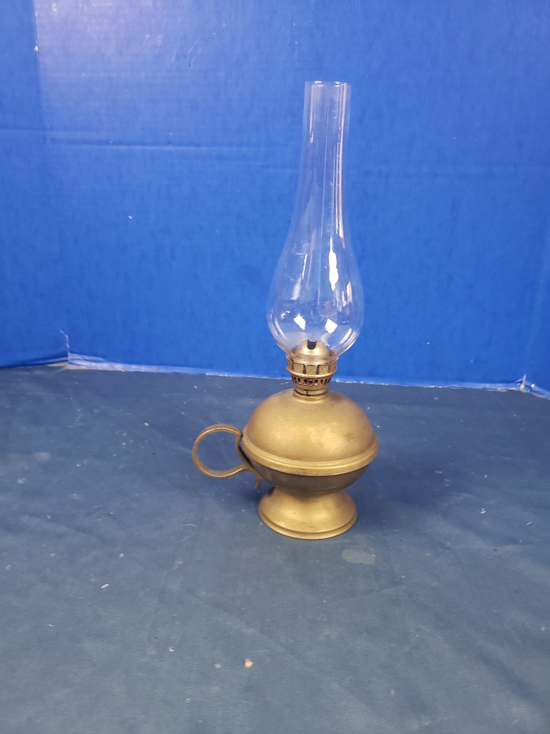 Vintage Brass Glass Hurricane Oil Lamp 13 Tall Etsy